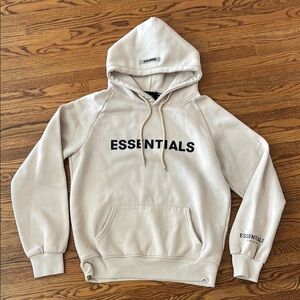 Fear of God Essentials Cream Hoodie Sweatshirt with Relaxed Fit